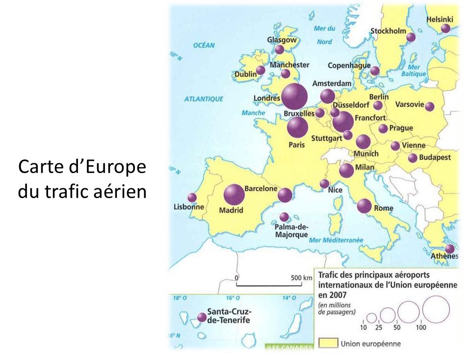 Carte d’Europe du trafic aérien
