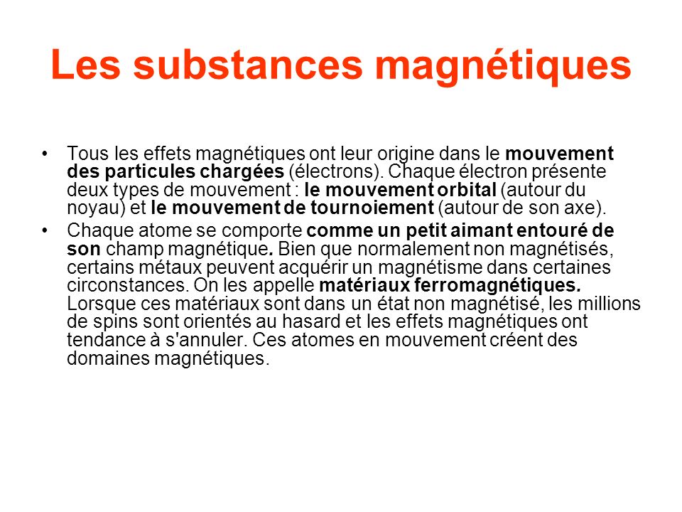 Les substances magnétiques