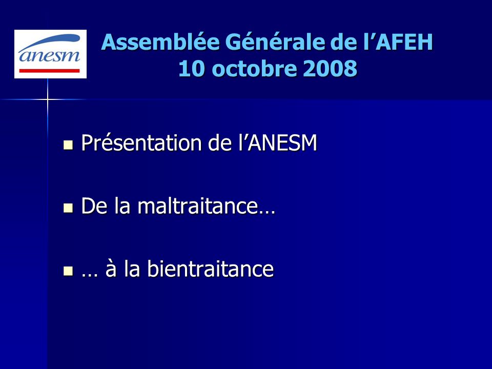 Assemblée Générale de l’AFEH 10 octobre 2008