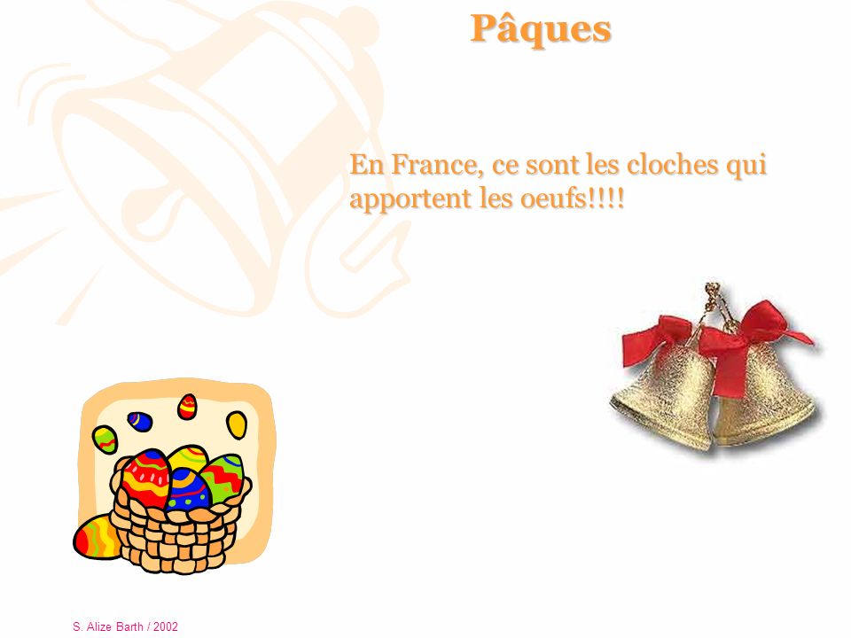 Pâques En France, ce sont les cloches qui apportent les oeufs!!!!
