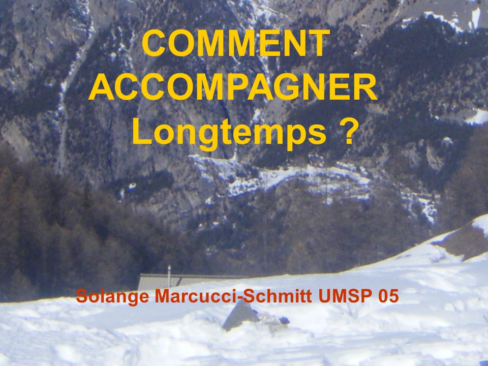 COMMENT ACCOMPAGNER Longtemps Solange Marcucci-Schmitt UMSP 05