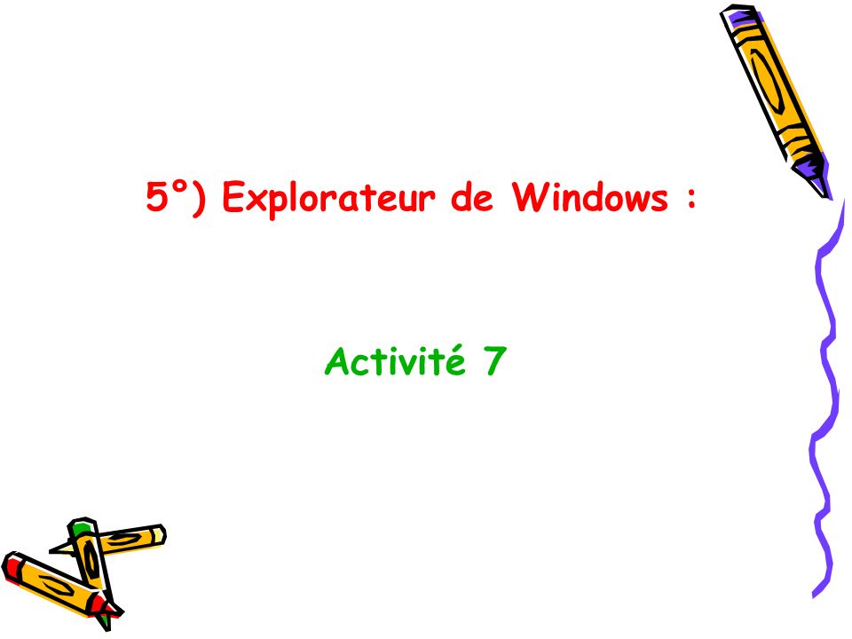 5°) Explorateur de Windows :