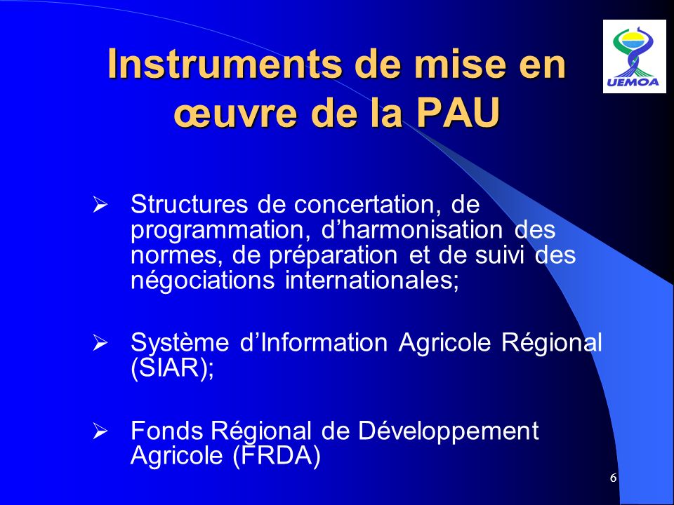 Instruments de mise en œuvre de la PAU