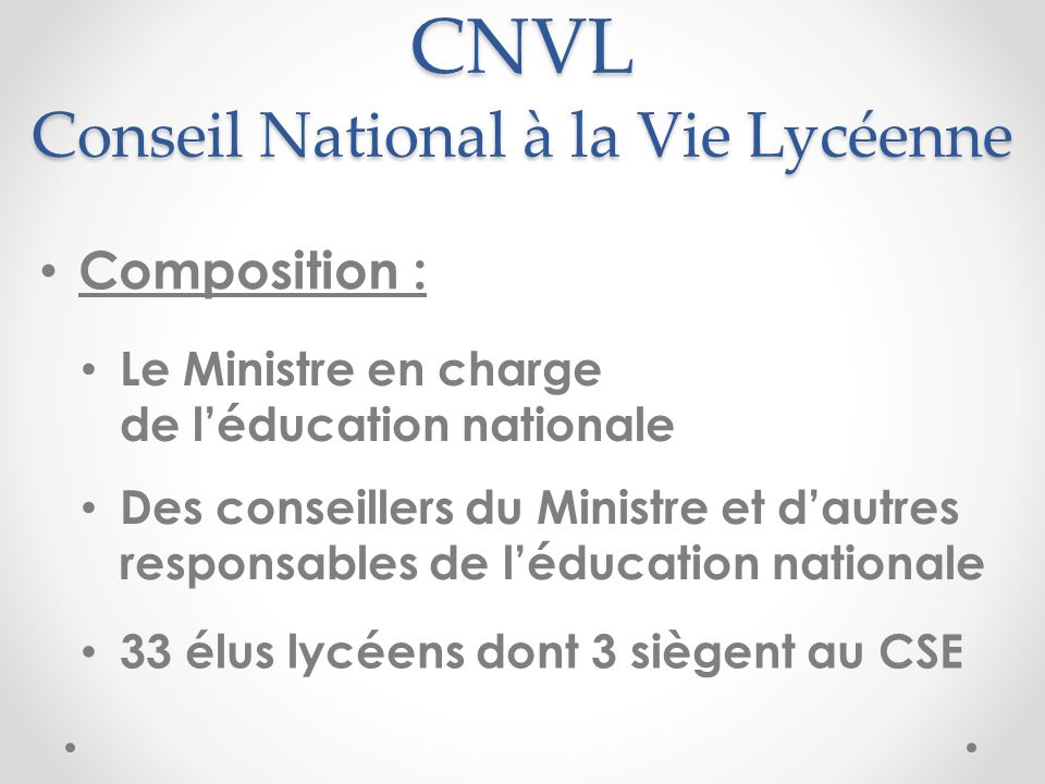 CNVL Conseil National à la Vie Lycéenne