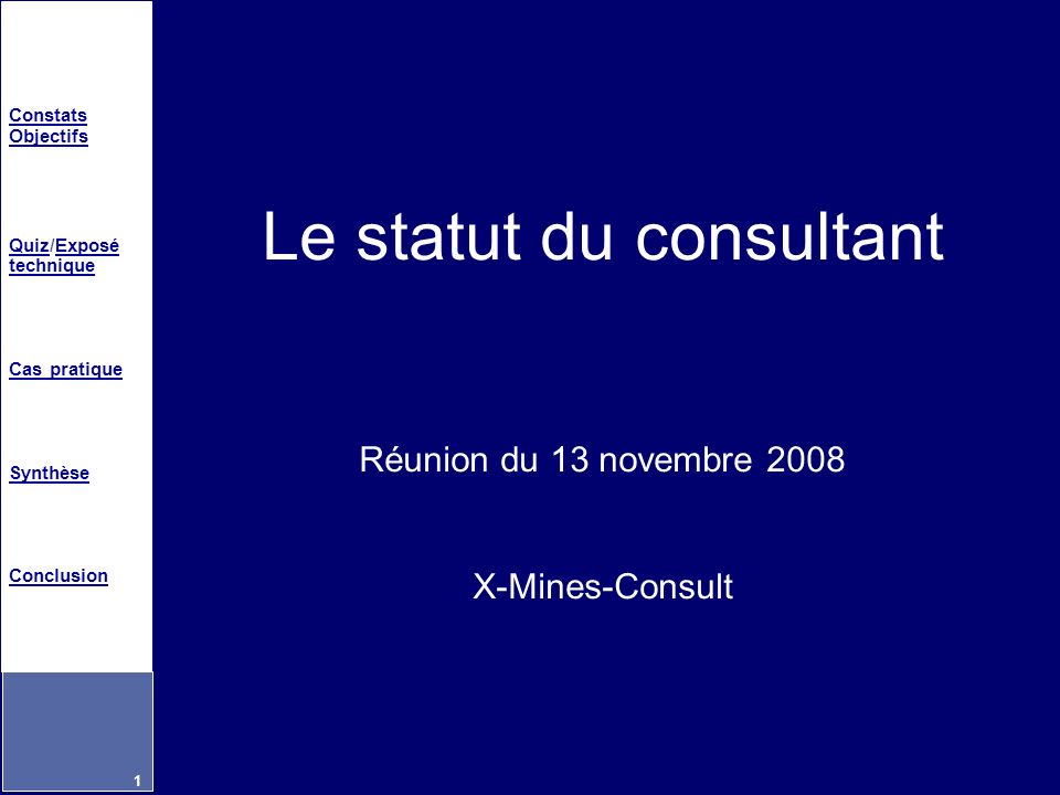 Le statut du consultant Réunion du 13 novembre 2008 X-Mines-Consult