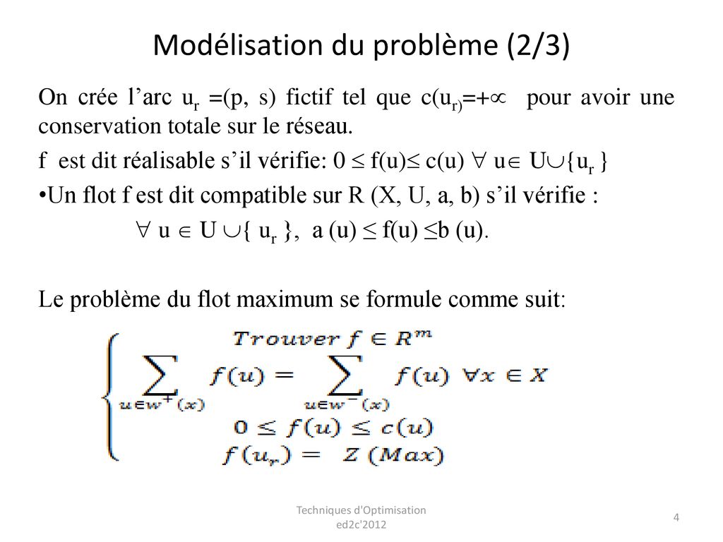 Techniques D Optimisation Chapitre 2 Probleme De Flot Ppt Telecharger