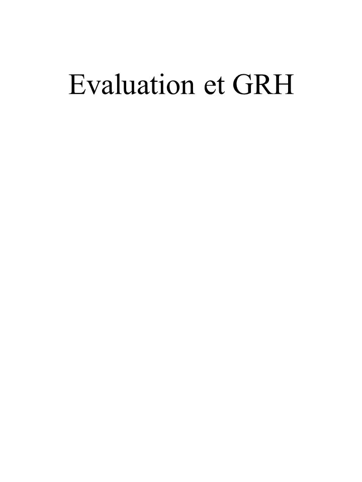 Evaluation et GRH