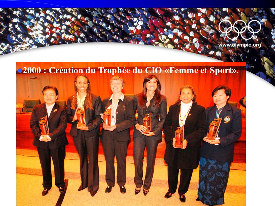 2000 : Création du Trophée du CIO «Femme et Sport».