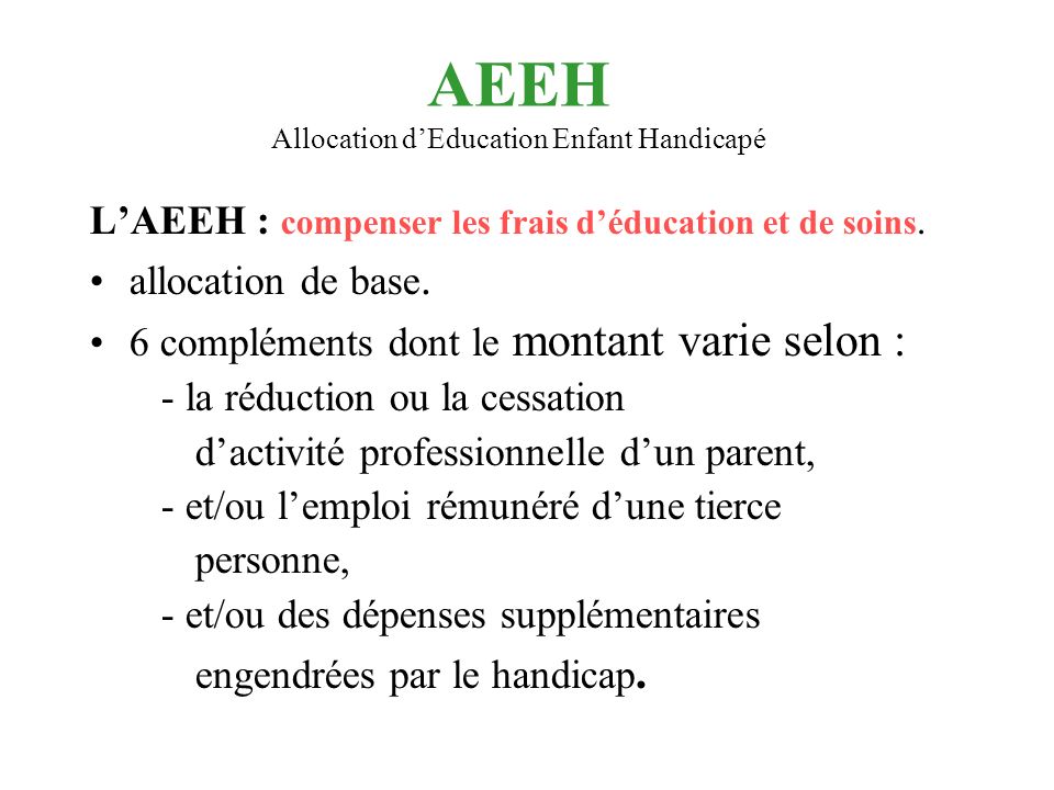 AEEH Allocation d’Education Enfant Handicapé