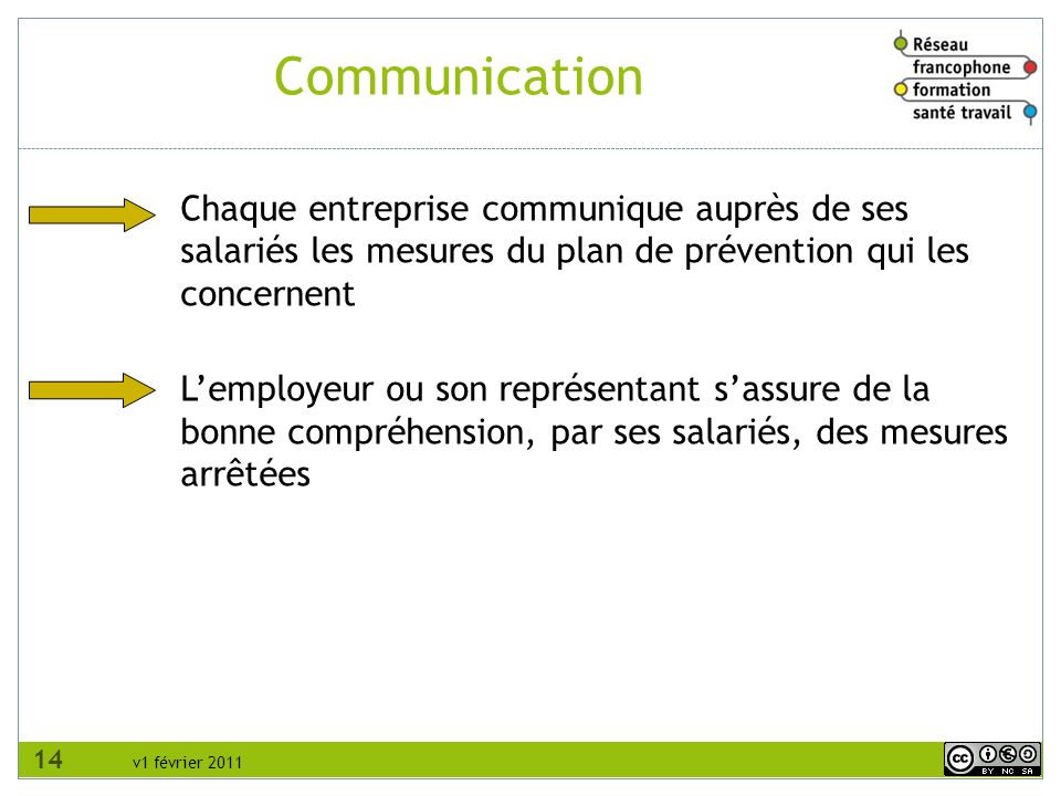 RFFST Avril Communication. Chaque entreprise communique auprès de ses salariés les mesures du plan de prévention qui les concernent.
