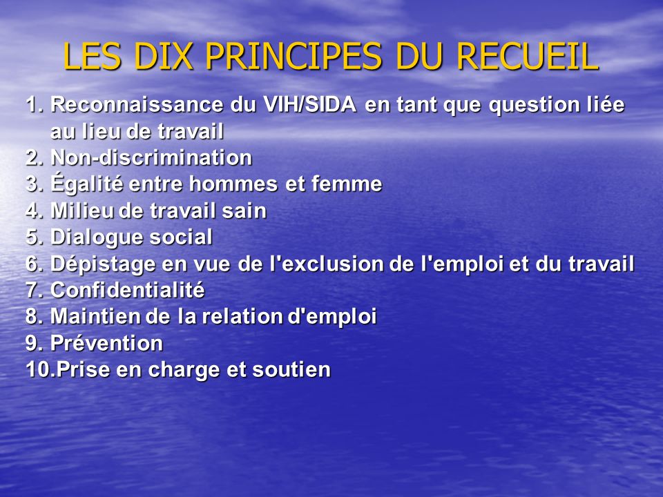 LES DIX PRINCIPES DU RECUEIL