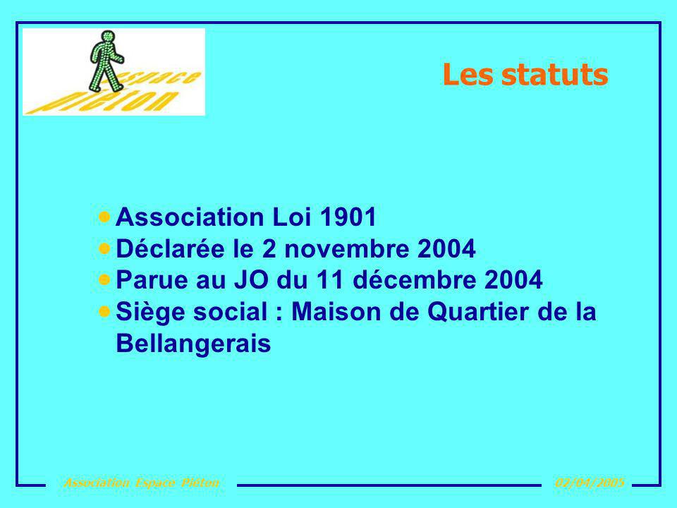 Les statuts Association Loi 1901 Déclarée le 2 novembre 2004