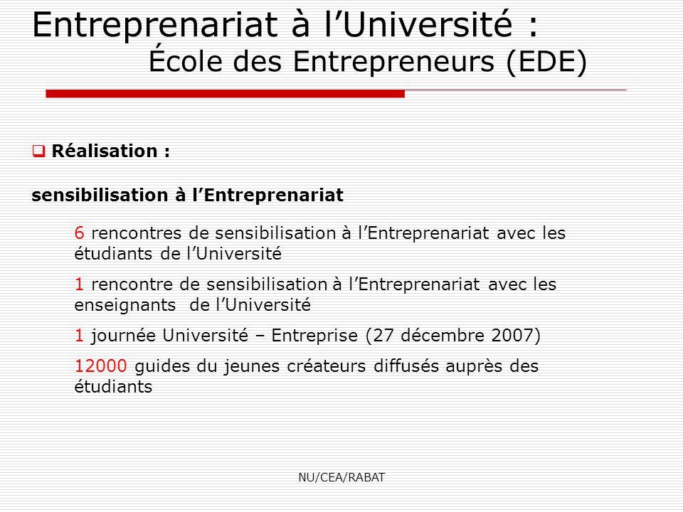 Entreprenariat à l’Université : École des Entrepreneurs (EDE)