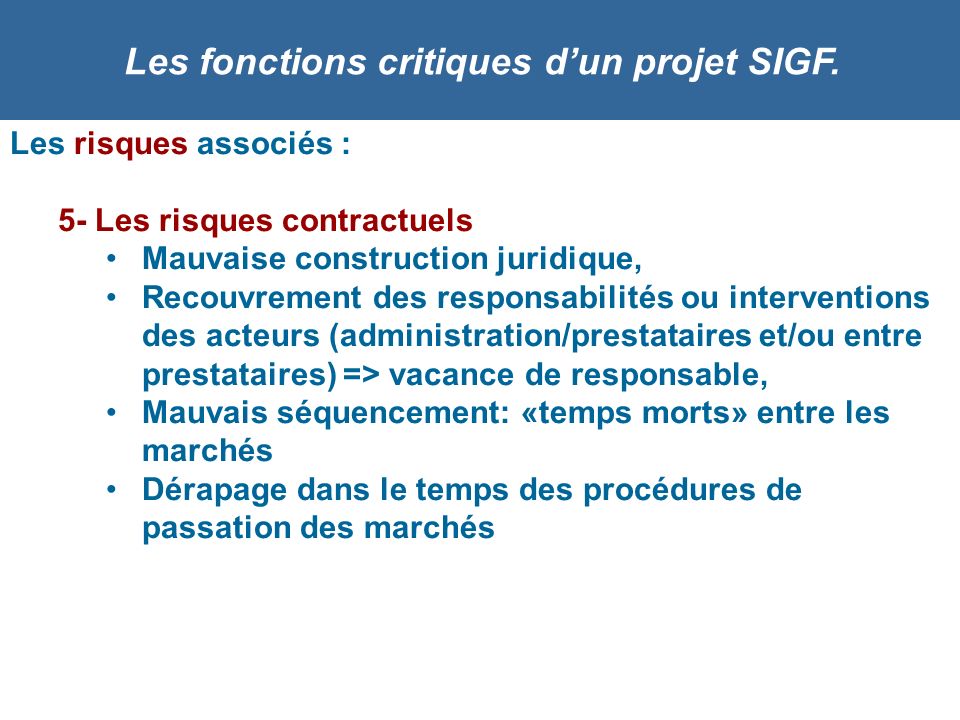 Les fonctions critiques d’un projet SIGF.