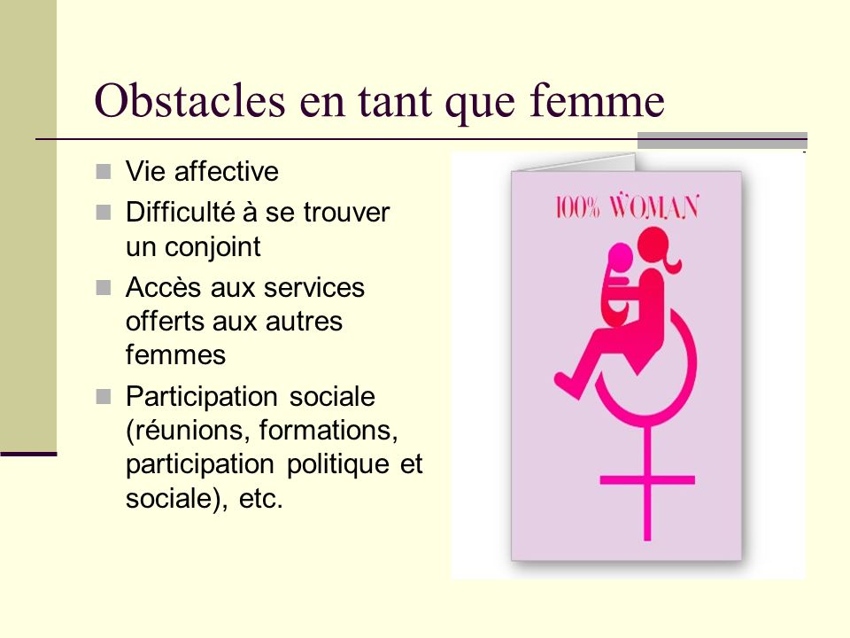 Obstacles en tant que femme