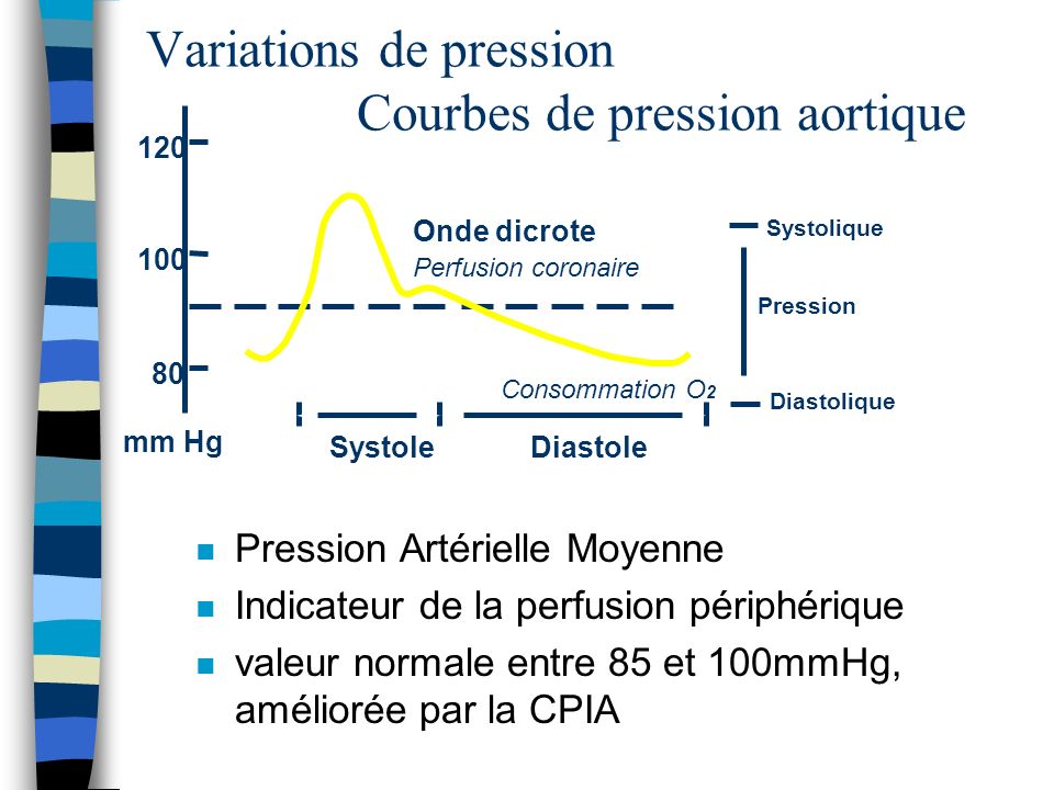 Variations de pression Courbes de pression aortique