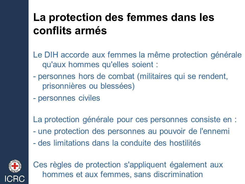LA PROTECTION DE LA FEMME ET DE L'ENFANT DANS LES CONFLITS ARMÉS