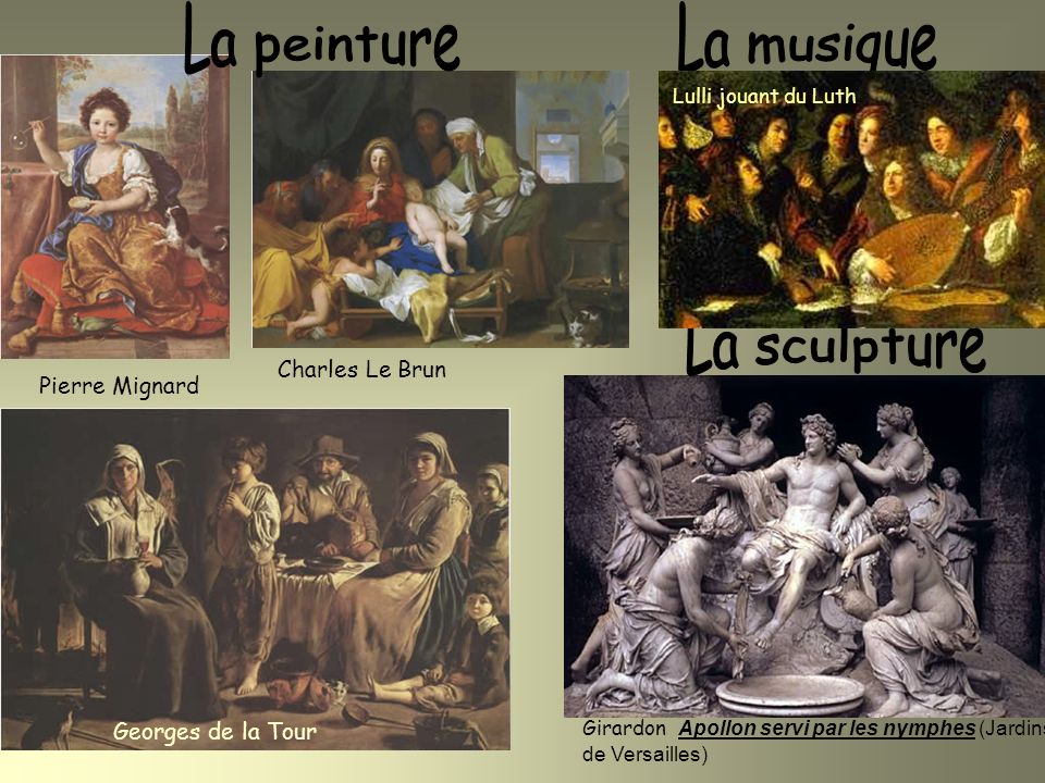 La peinture La musique La sculpture Charles Le Brun Pierre Mignard