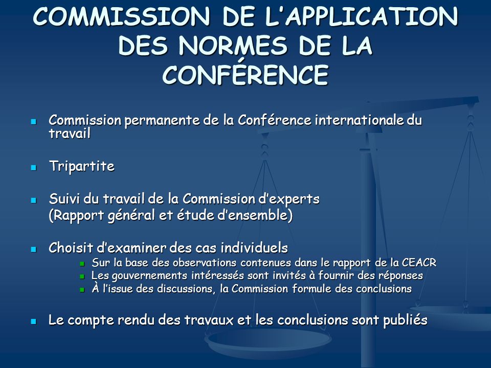 COMMISSION DE L’APPLICATION DES NORMES DE LA CONFÉRENCE