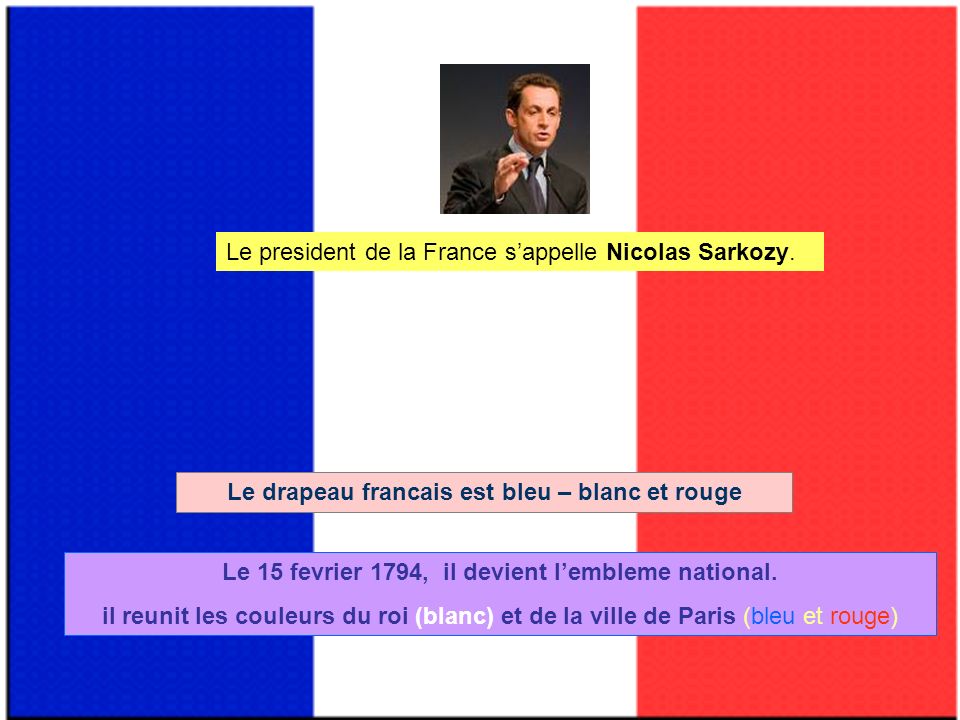 Le president de la France s’appelle Nicolas Sarkozy.