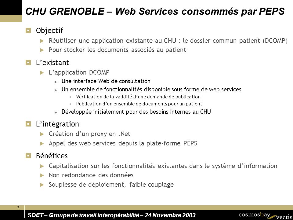 CHU GRENOBLE – Web Services consommés par PEPS