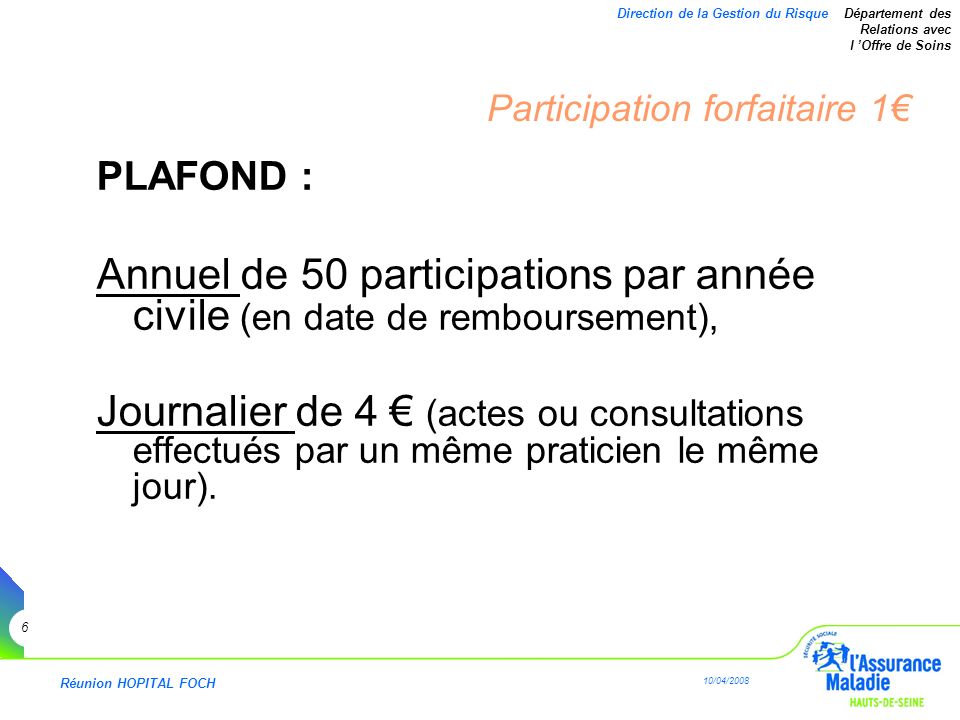 Participation forfaitaire 1€