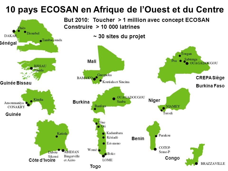 10 pays ECOSAN en Afrique de l’Ouest et du Centre