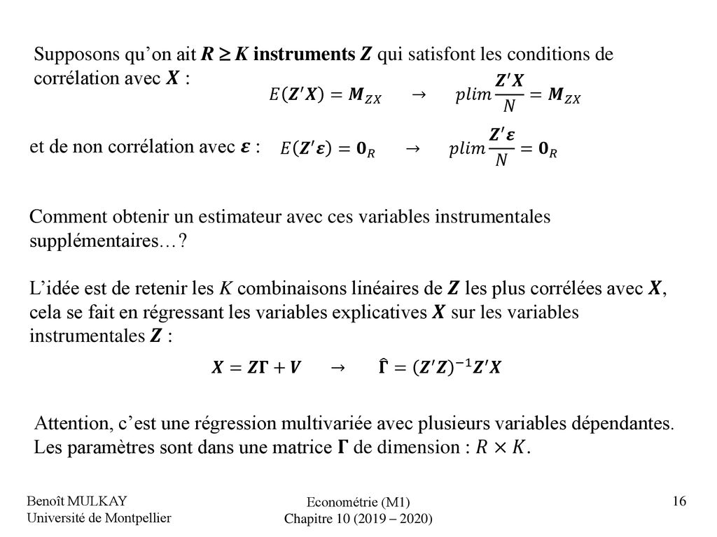 Chapitre X Variables Instrumentales Ppt Telecharger