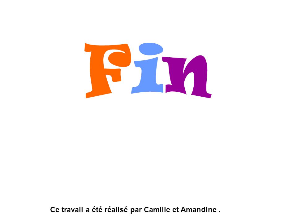 Fin Ce travail a été réalisé par Camille et Amandine .