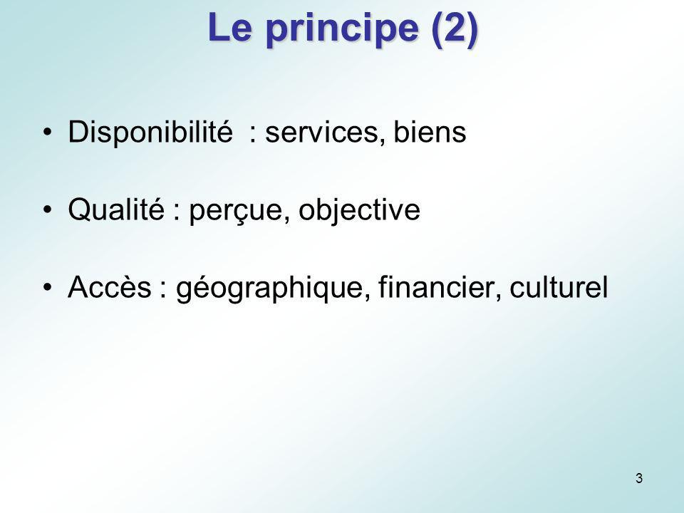 Le principe (2) Disponibilité : services, biens