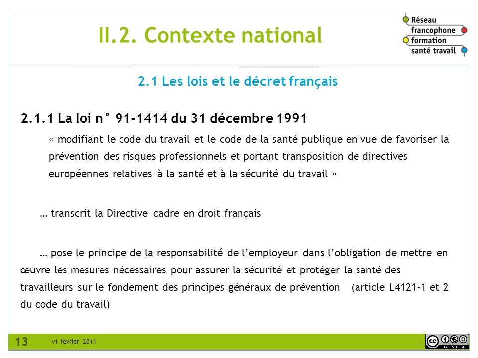 2.1 Les lois et le décret français