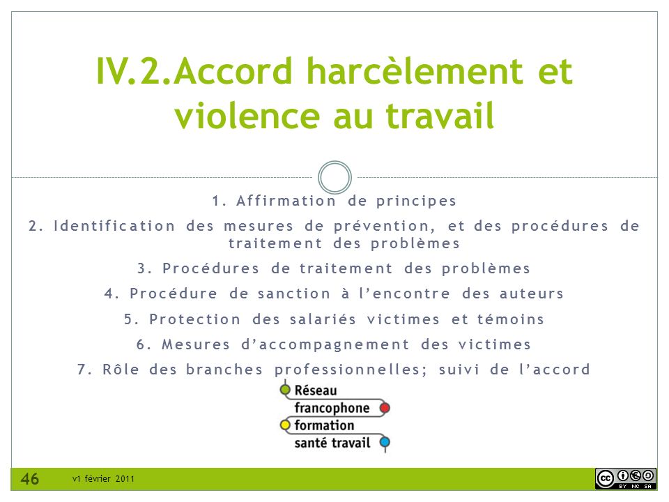 IV.2.Accord harcèlement et violence au travail
