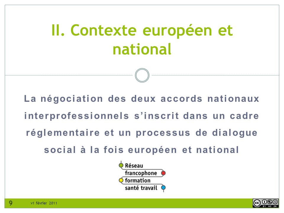 II. Contexte européen et national