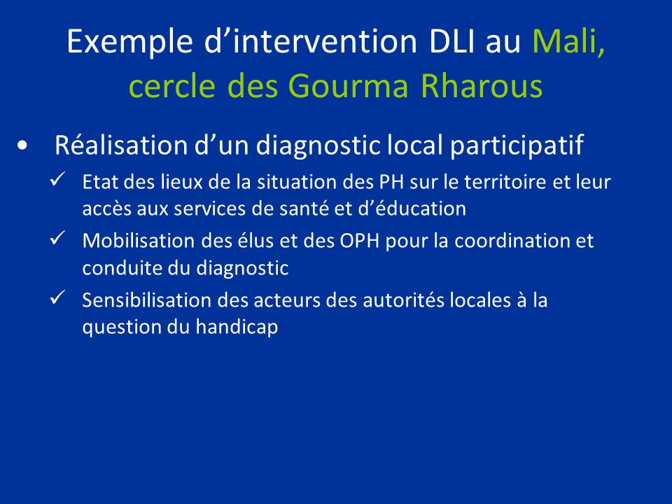 Exemple d’intervention DLI au Mali, cercle des Gourma Rharous