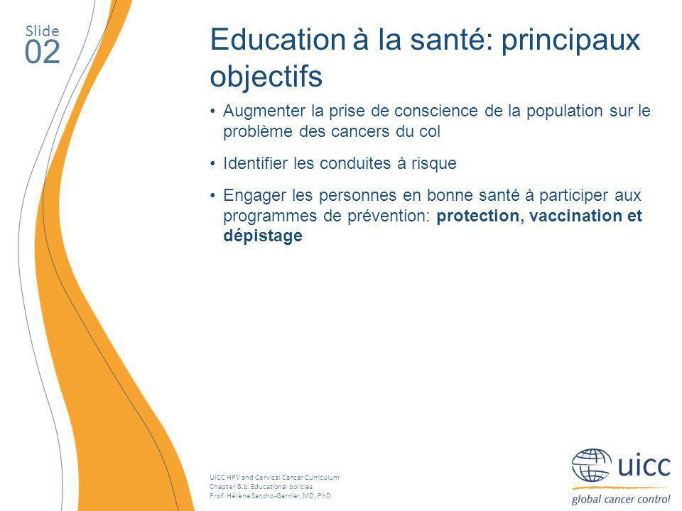 02 Education à la santé: principaux objectifs Slide
