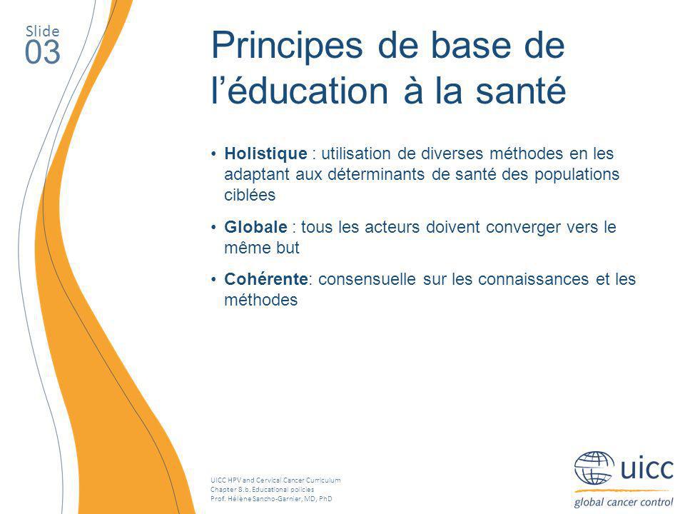 Principes de base de l’éducation à la santé