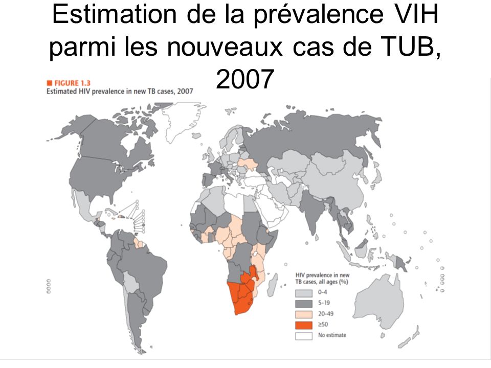 Estimation de la prévalence VIH parmi les nouveaux cas de TUB, 2007