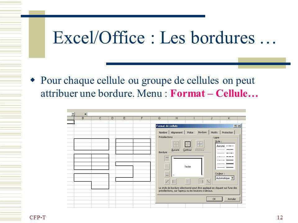 Excel/Office : Les bordures …