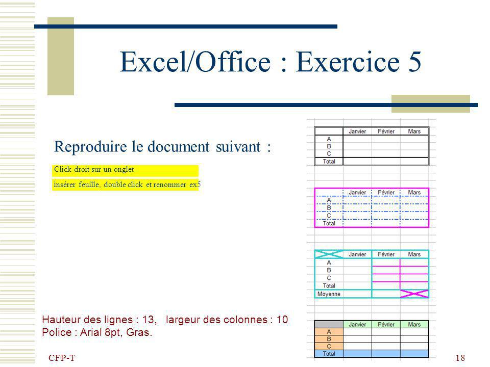 Excel/Office : Exercice 5