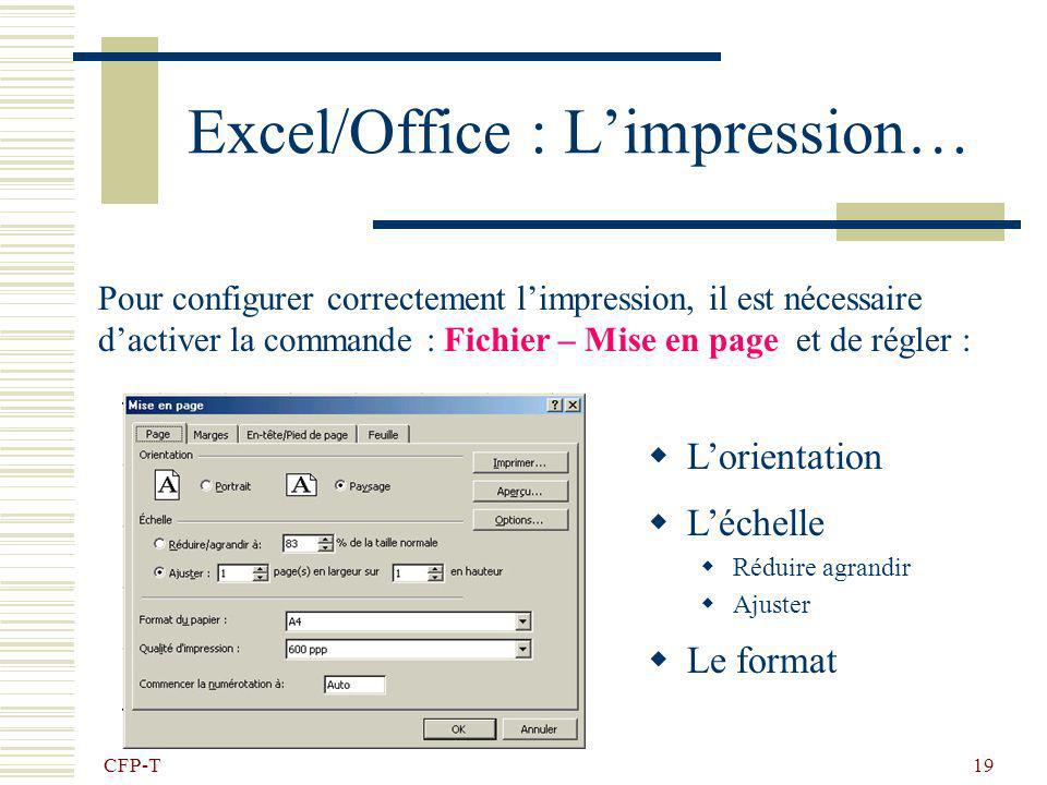 Excel/Office : L’impression…