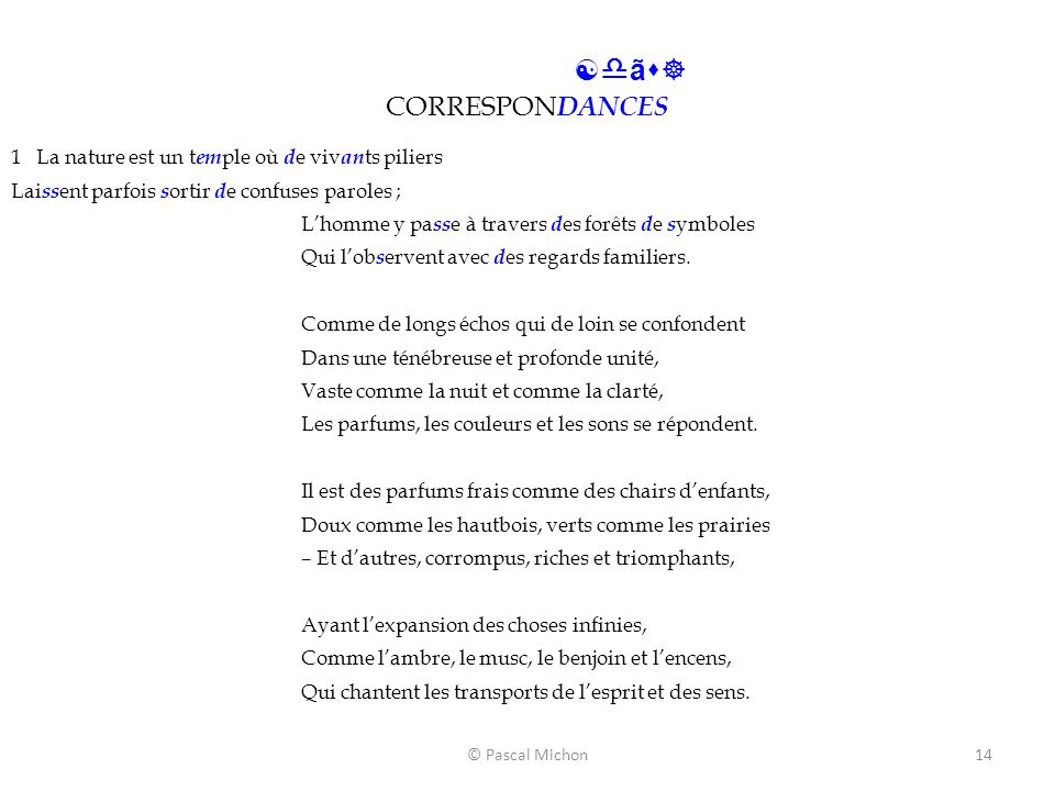 Rhythm as of Signifiance in Baudelaire's CORRESPONDANCES - ppt télécharger