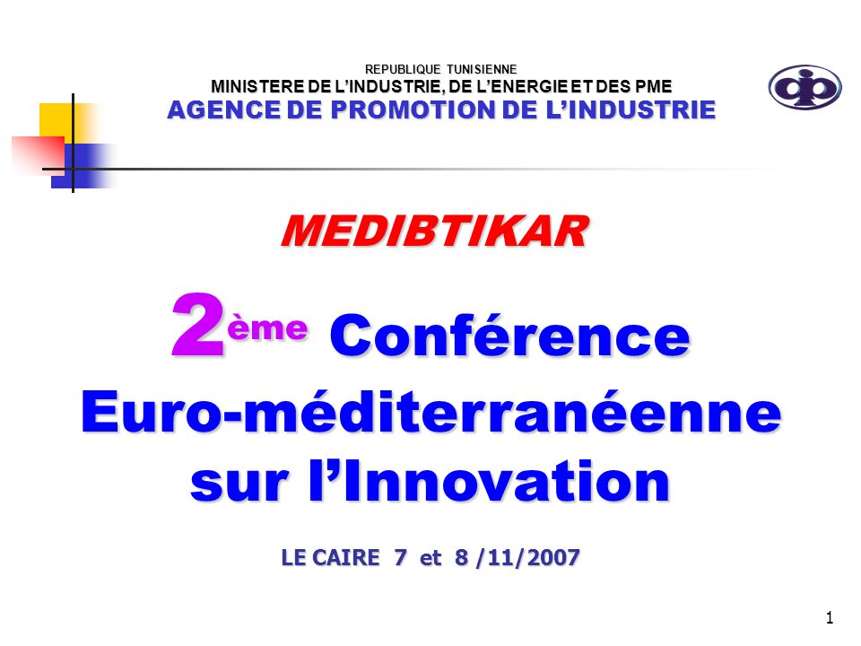 2ème Conférence Euro-méditerranéenne sur l’Innovation MEDIBTIKAR