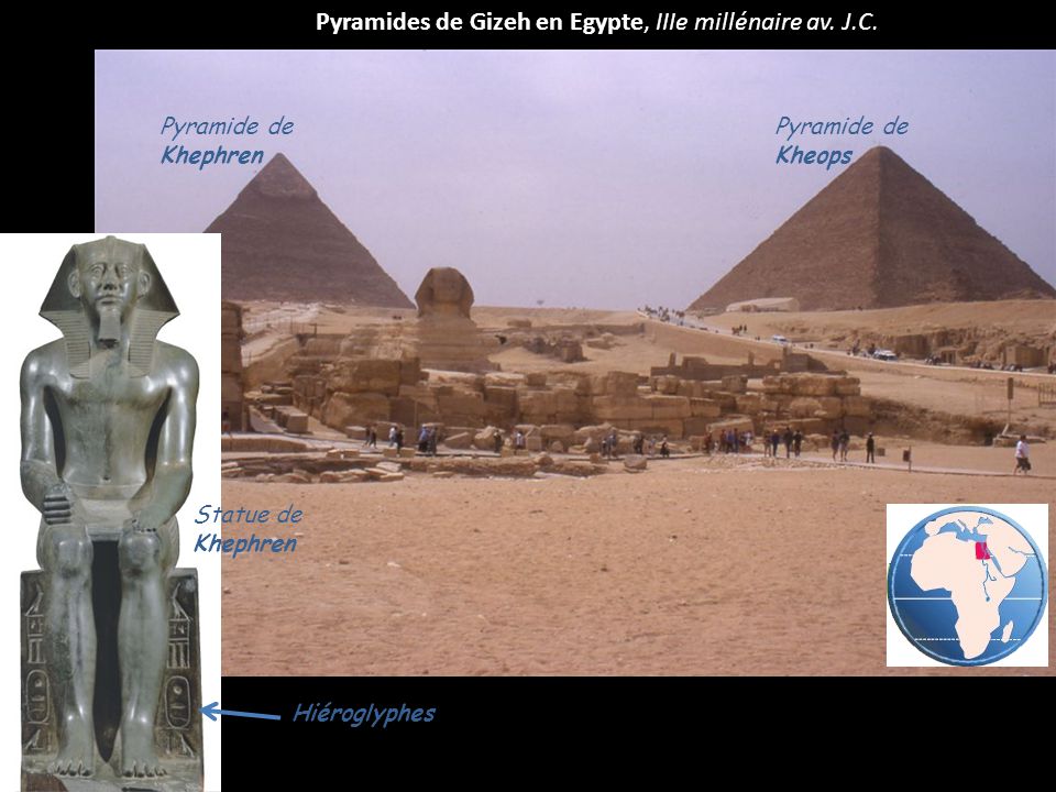 Pyramides de Gizeh en Egypte, IIIe millénaire av. J.C.