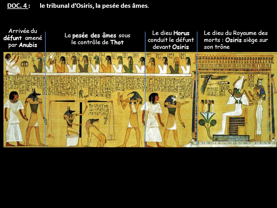 DOC. 4 : le tribunal d’Osiris, la pesée des âmes.