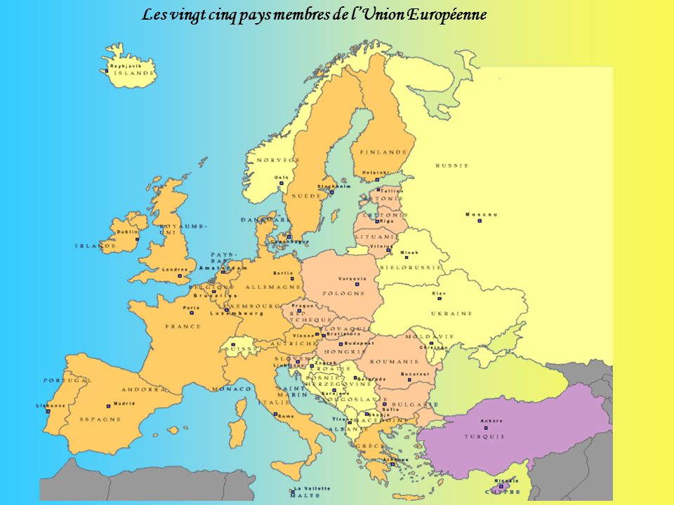 Les vingt cinq pays membres de l’Union Européenne