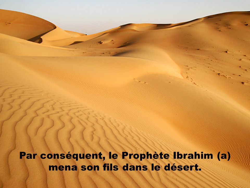 Par conséquent, le Prophète Ibrahim (a) mena son fils dans le désert.