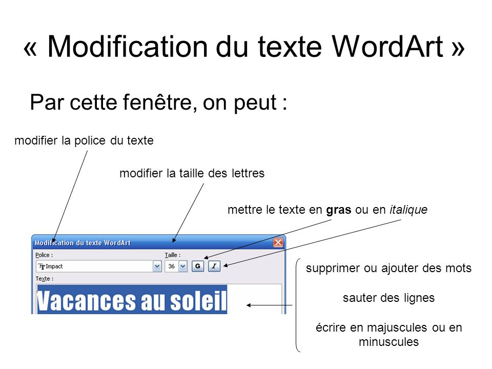 « Modification du texte WordArt »