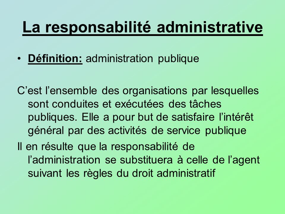 La responsabilité administrative