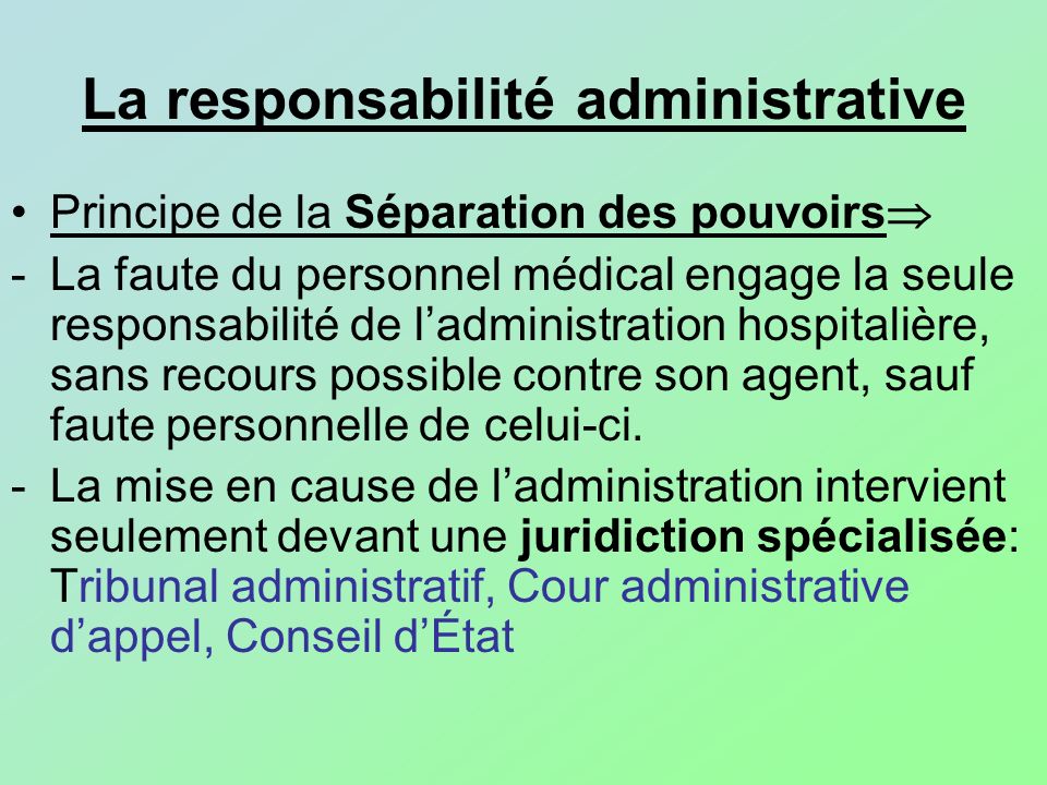 La responsabilité administrative