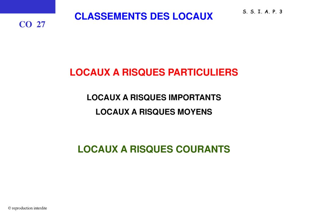 CLASSEMENTS DES LOCAUX